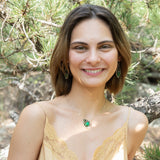 Handmade pendant necklace featuring a green aventurine gemstone in a buoy-inspired drop design, by Art by any Means Jewelry