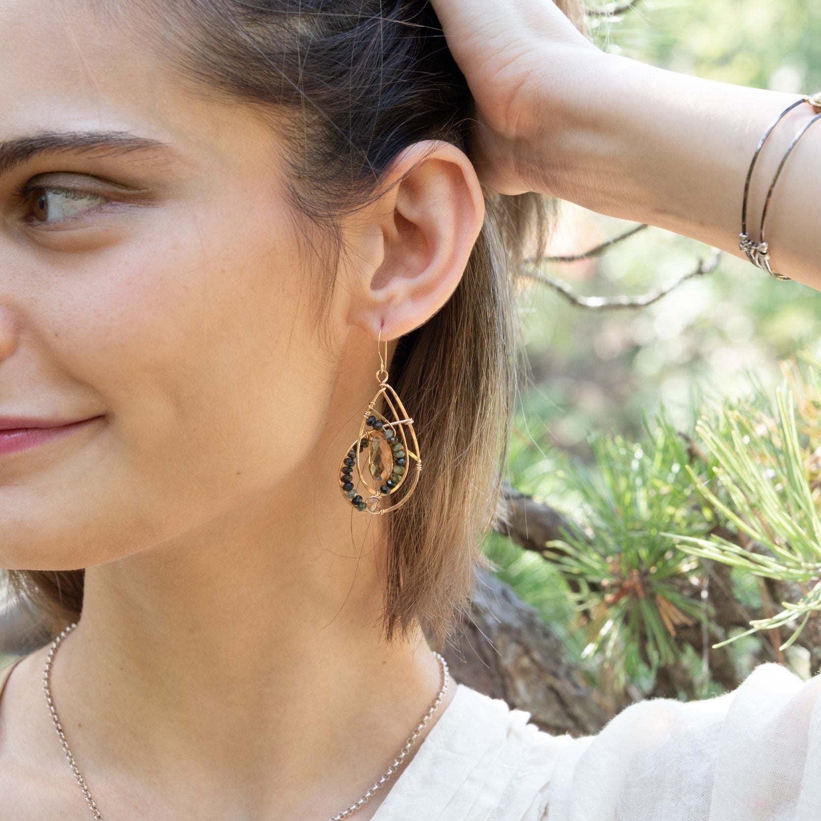 Green Tourmaline Twist of Fate Drop Earrings - Art by any Means Jewelry#product_