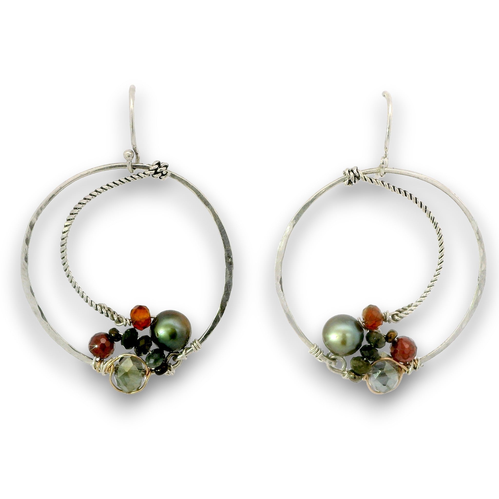 Gyro Gemstone Cluster Hoop Earrings - Art by any Means Jewelryproduct_