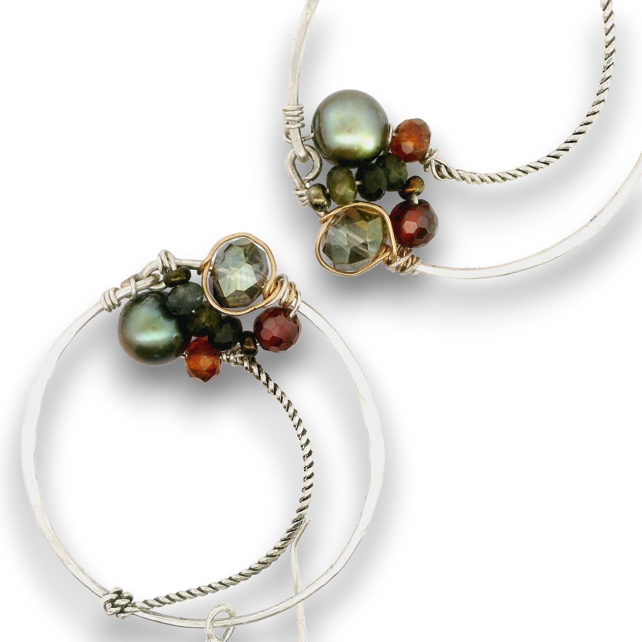 Gyro Gemstone Cluster Hoop Earrings - Art by any Means Jewelryproduct_
