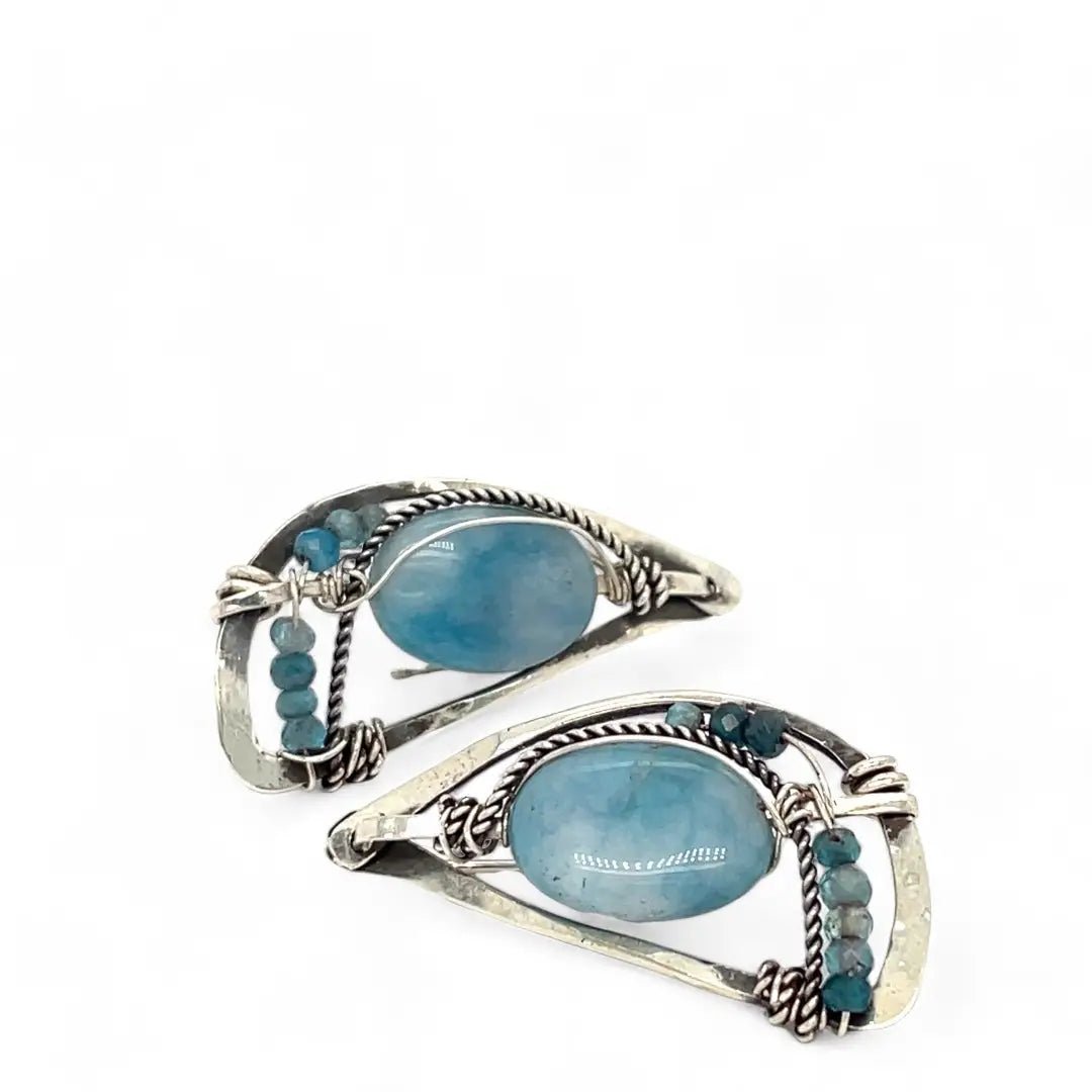 Hydrangea Flower Larimar Post Earrings E83484 - Art by any Means Jewelryproduct_