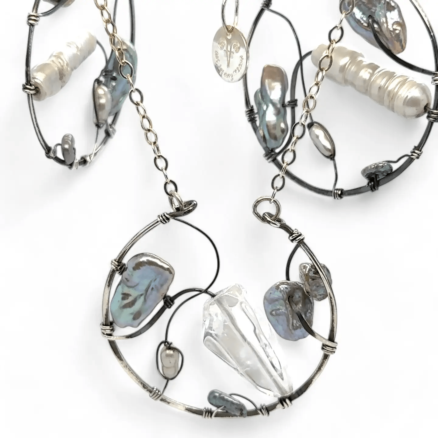 Icicle Pearl Hoop Earrings E83506 - Art by any Means Jewelryproduct_