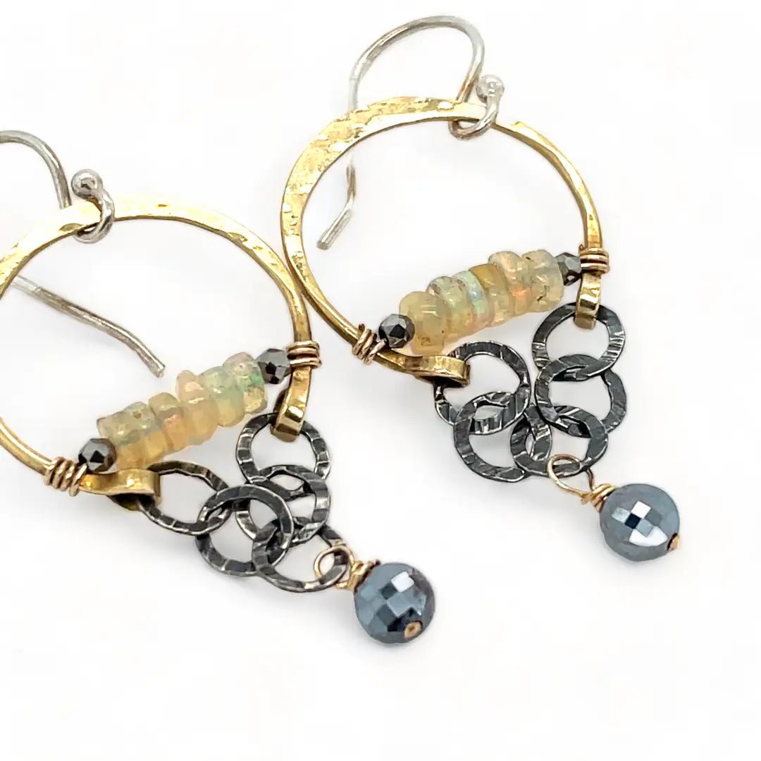 Iridescent Opal Hoop Earrings E82537 - Art by any Means Jewelryproduct_