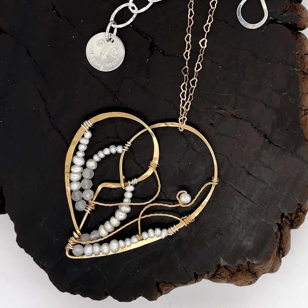 Lace Pearl Heart Necklace - Art by any Means Jewelryproduct_