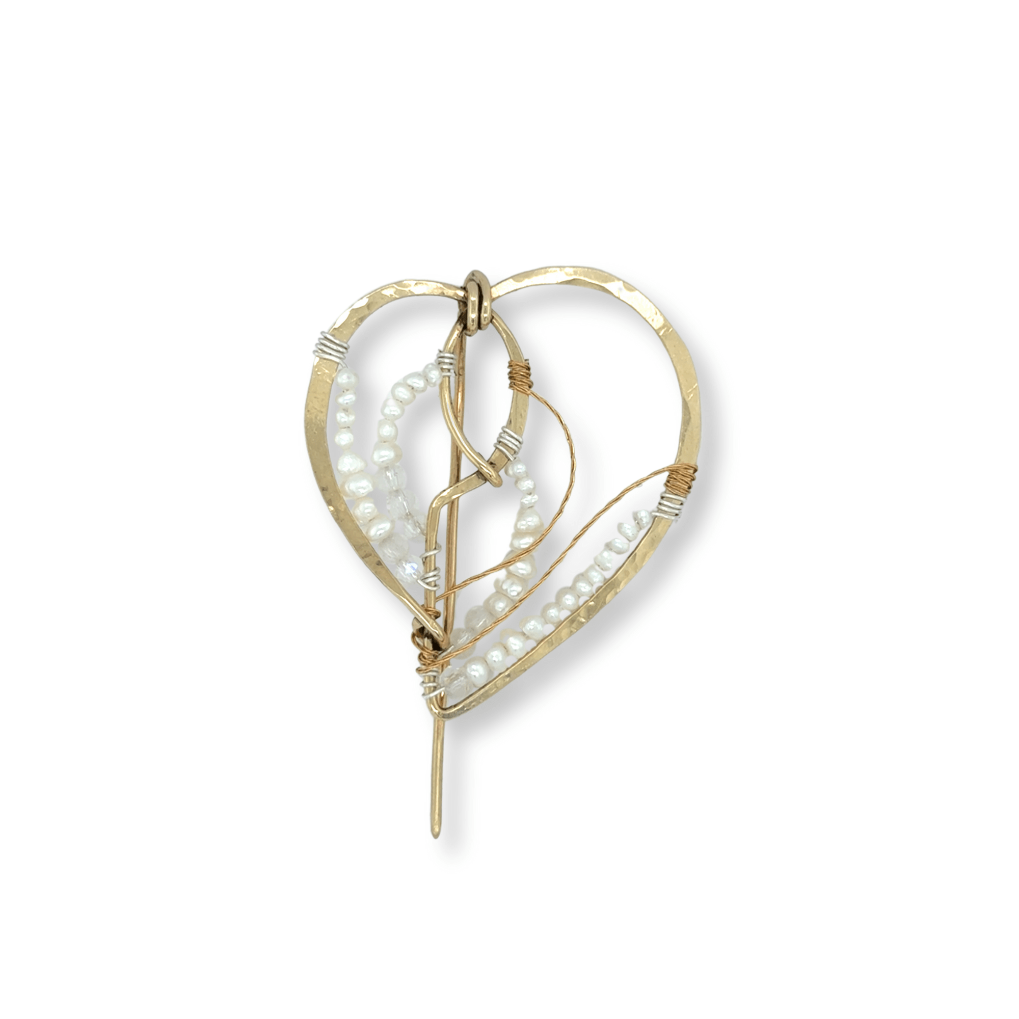 Lace Pearl Heart Pin P8080 - Art by any Means Jewelryproduct_