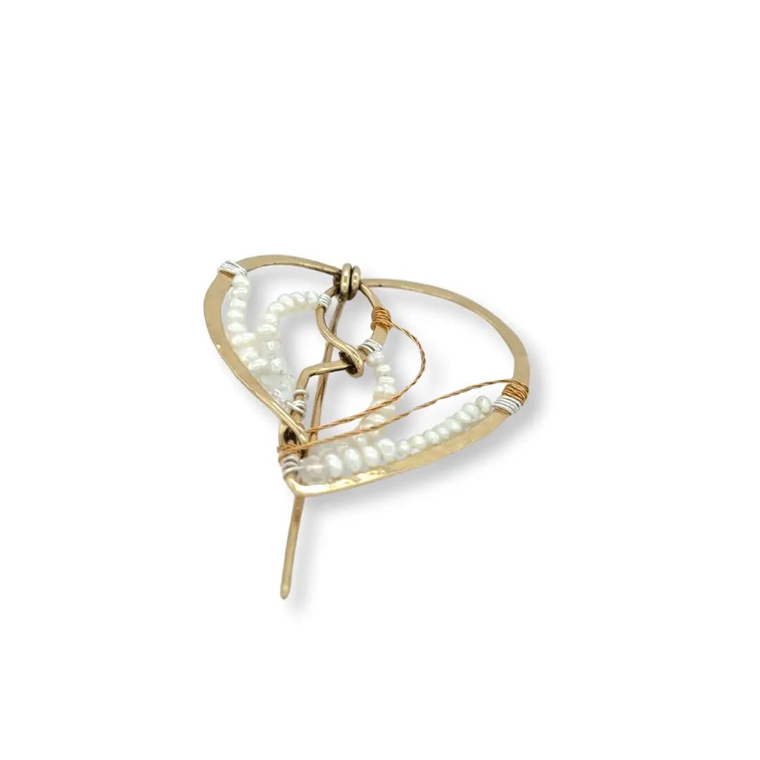 Lace Pearl Heart Pin P8080 - Art by any Means Jewelryproduct_