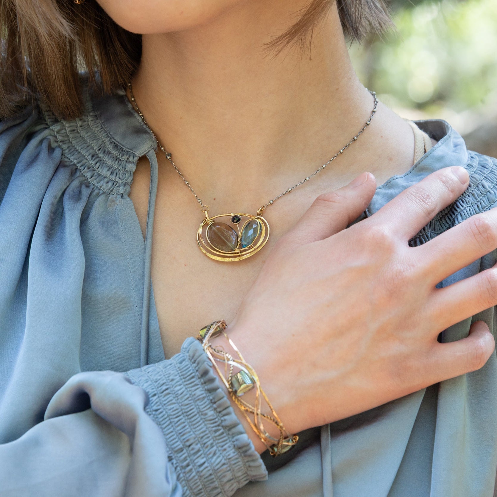London Blue Smoky Quartz Braid Necklace - Art by any Means Jewelry#product_