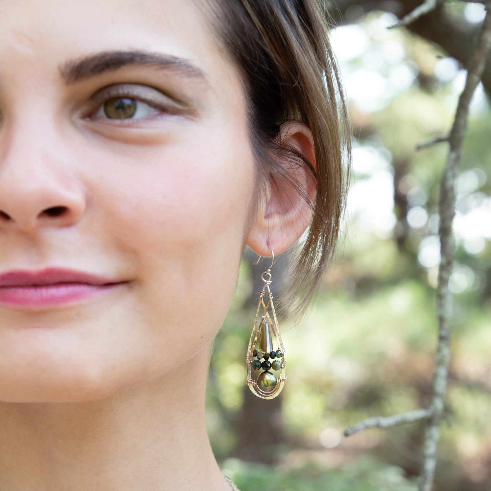 Lux Olive Pearl Drop Earrings - Art by any Means Jewelry#product_