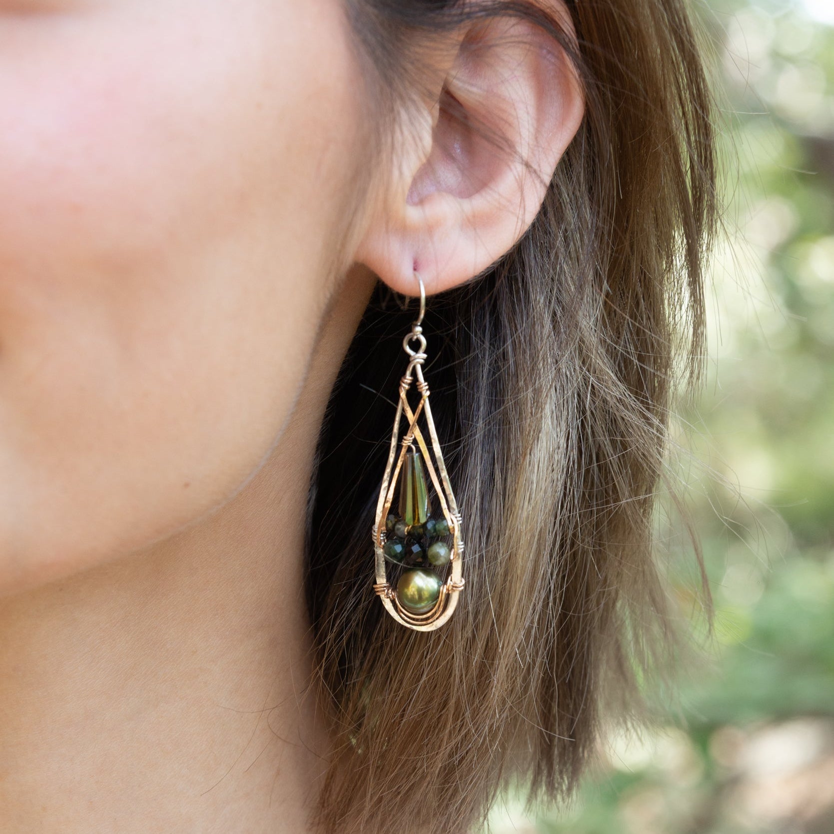 Lux Olive Pearl Drop Earrings - Art by any Means Jewelry#product_