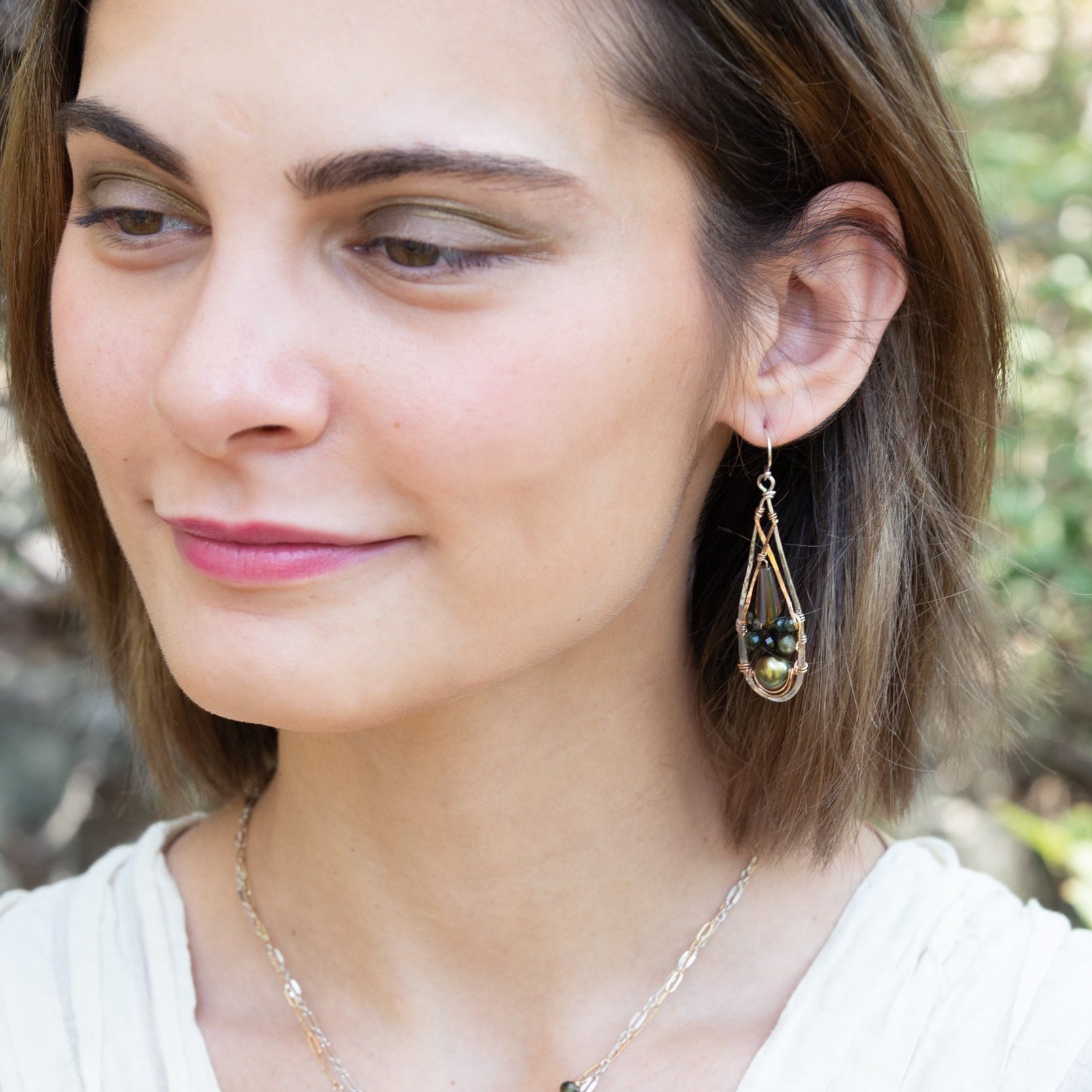 Lux Olive Pearl Drop Earrings - Art by any Means Jewelry#product_