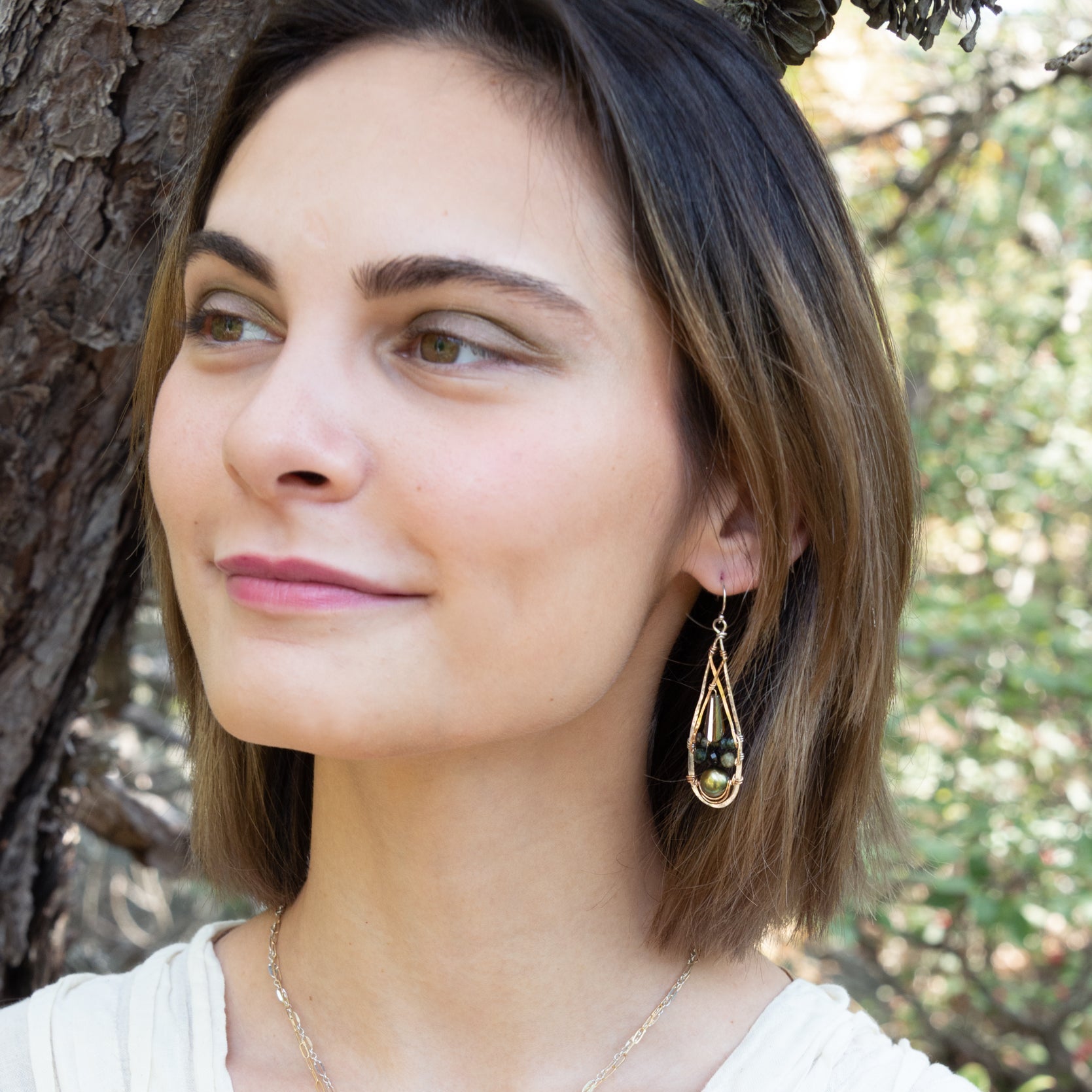 Lux Olive Pearl Drop Earrings - Art by any Means Jewelry#product_