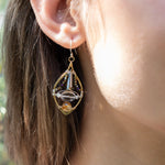 Handmade marquise earrings featuring quartz gemstones, by Art by any Means Jewelry