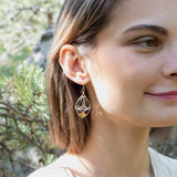 Handmade marquise earrings featuring quartz gemstones, by Art by any Means Jewelry
