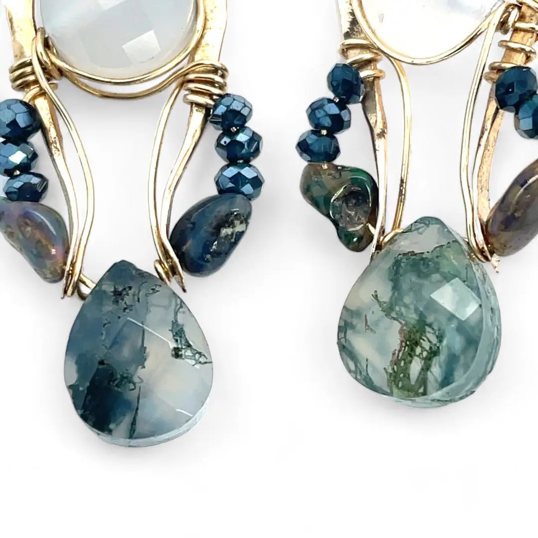 Moody Moon Moss Agate Earrings E82701 - Art by any Means Jewelryproduct_