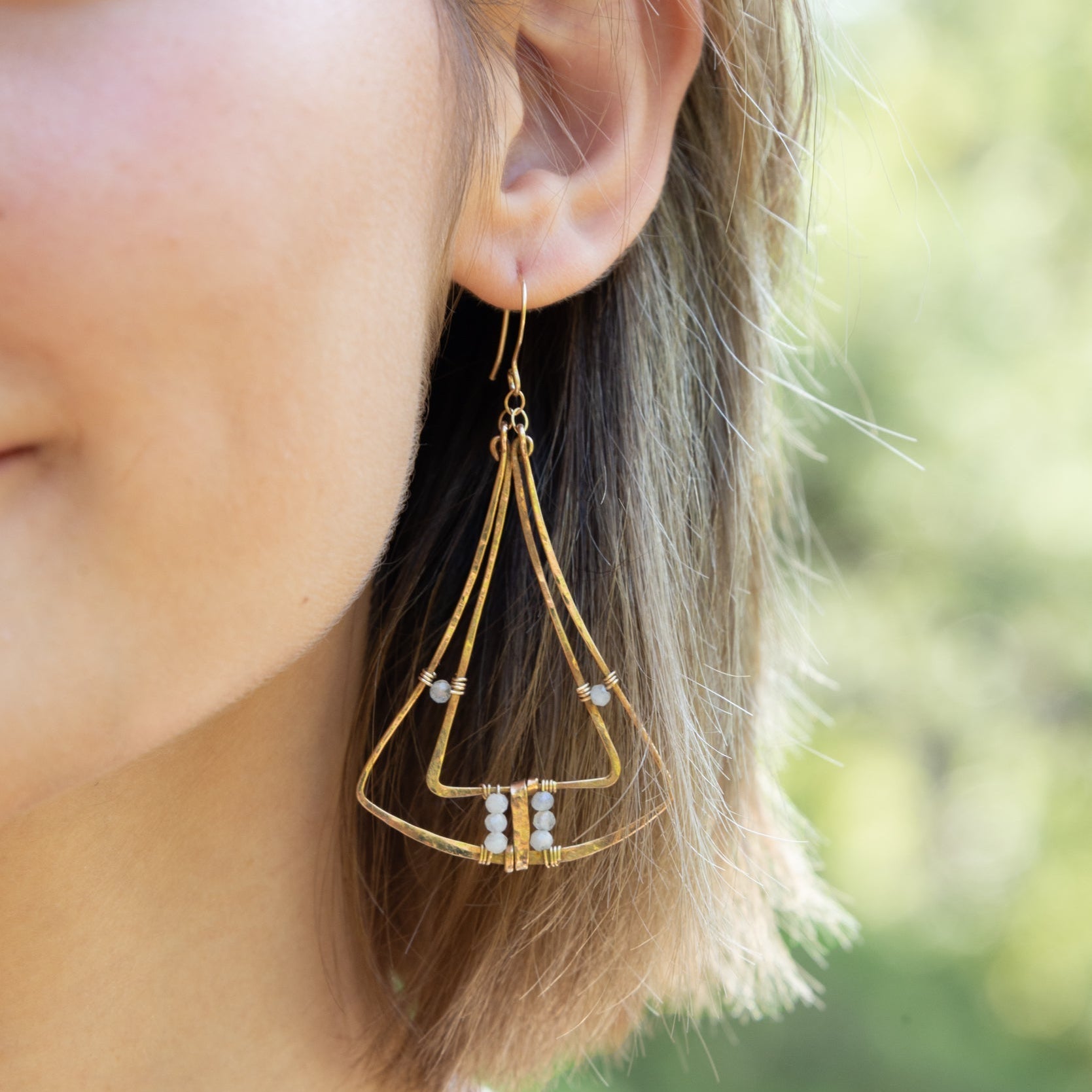 Moonstone Bronze Furrow Earrings - Art by any Means Jewelry#product_