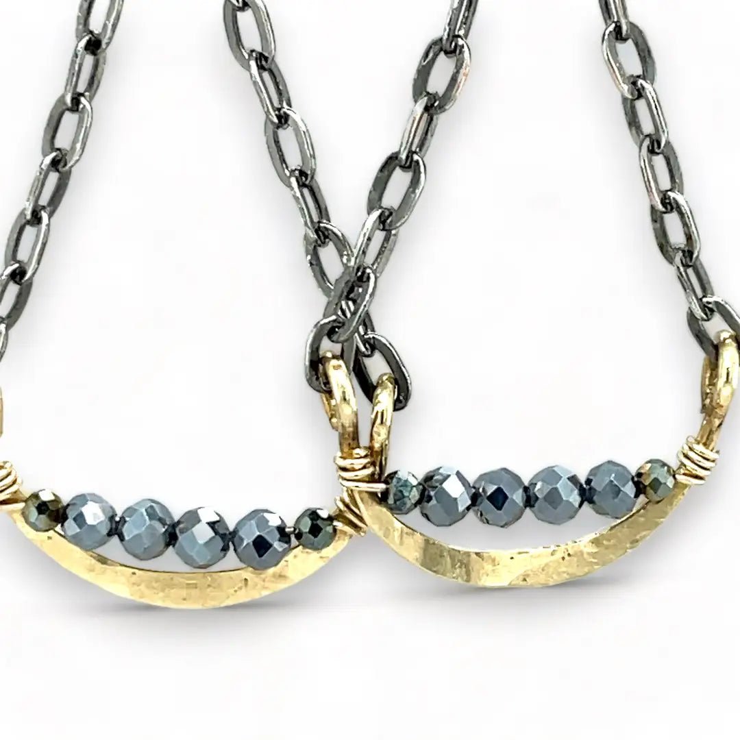 New Moon Pyrite Earrings - Art by any Means Jewelryproduct_