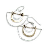 Handmade sterling silver half moons, sterling silver mini ovals, stamped brass arches attached to them with gold filled wire