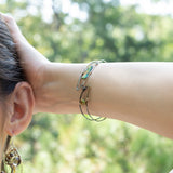 Handmade oxidized sterling silver olive branch bracelet with freshwater pearls, by Art by any Means Jewelry