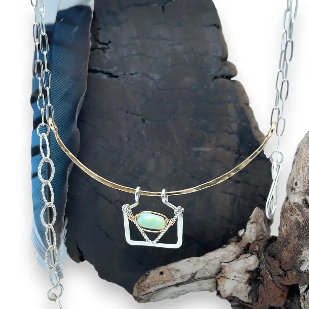 14k gold-filled and sterling silver twist wire chain with delicate sterling silver oval links - Art by any Means Jewelry"