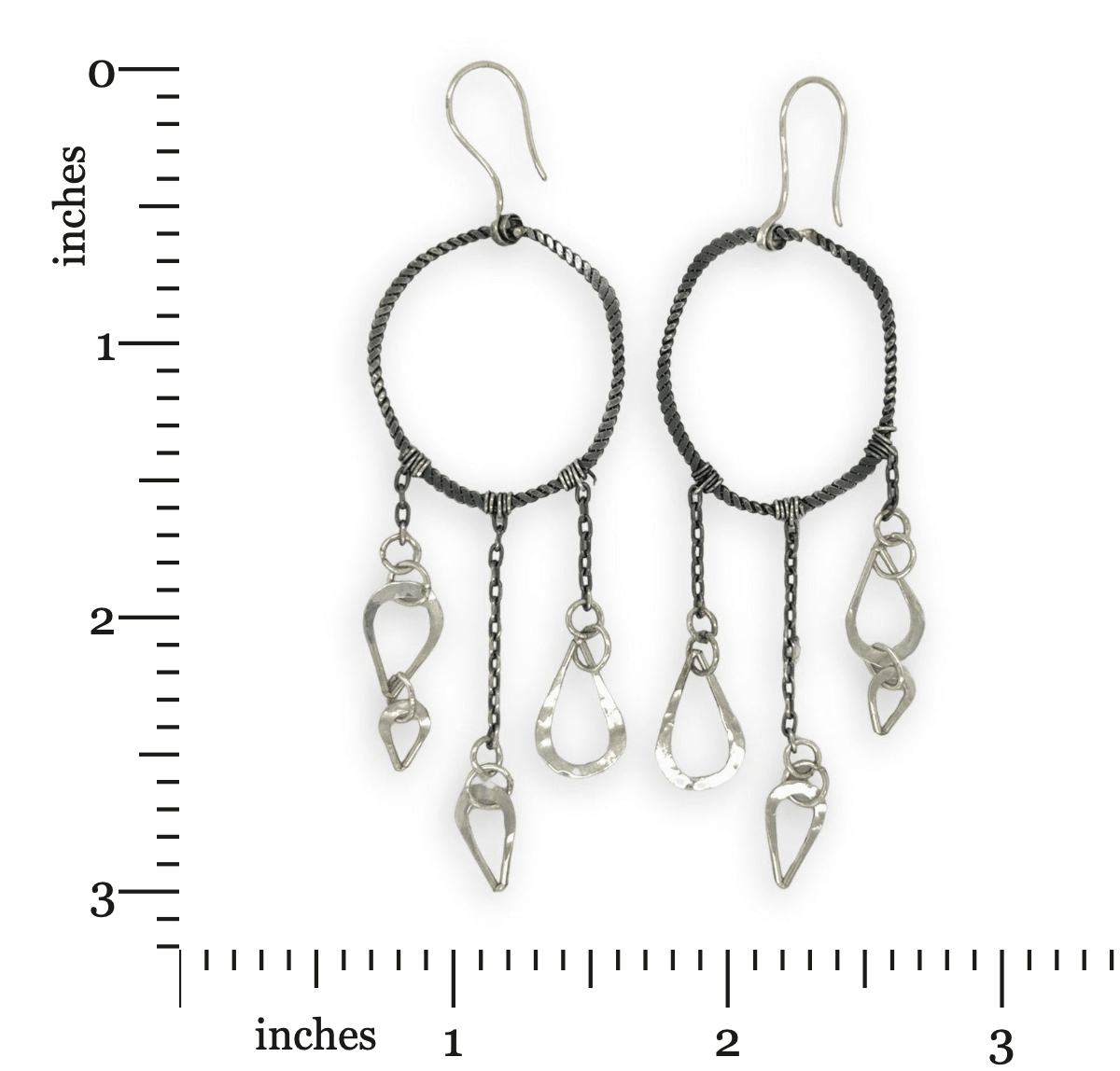 Oxidized Hoop Cascade Charm Earrings - Art by any Means Jewelryproduct_