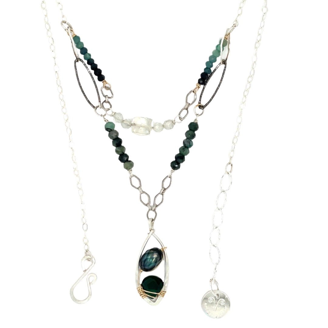 Pine Needle Emerald Necklace 83215N - Art by any Means Jewelryproduct_