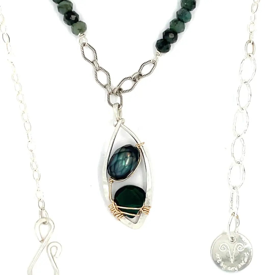 Pine Needle Emerald Necklace 83215N - Art by any Means Jewelryproduct_