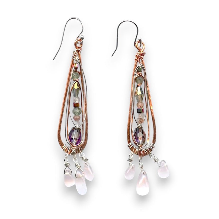 Rose Quartz Cascade Earrings - Art by any Means Jewelryproduct_
