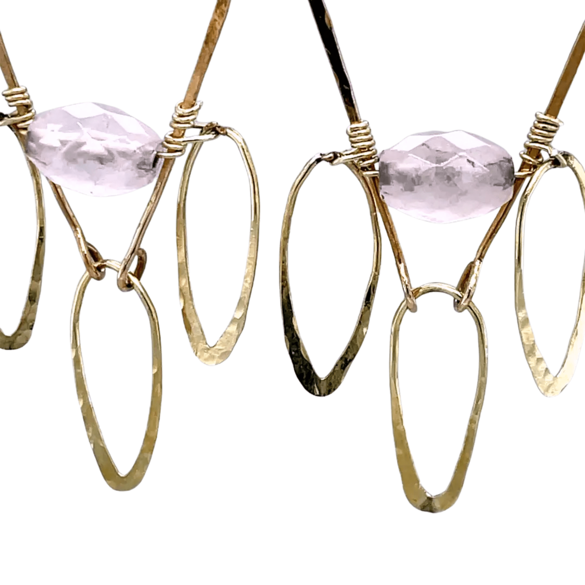 Rose Quartz Triangle Earrings E82044 - Art by any Means Jewelryproduct_