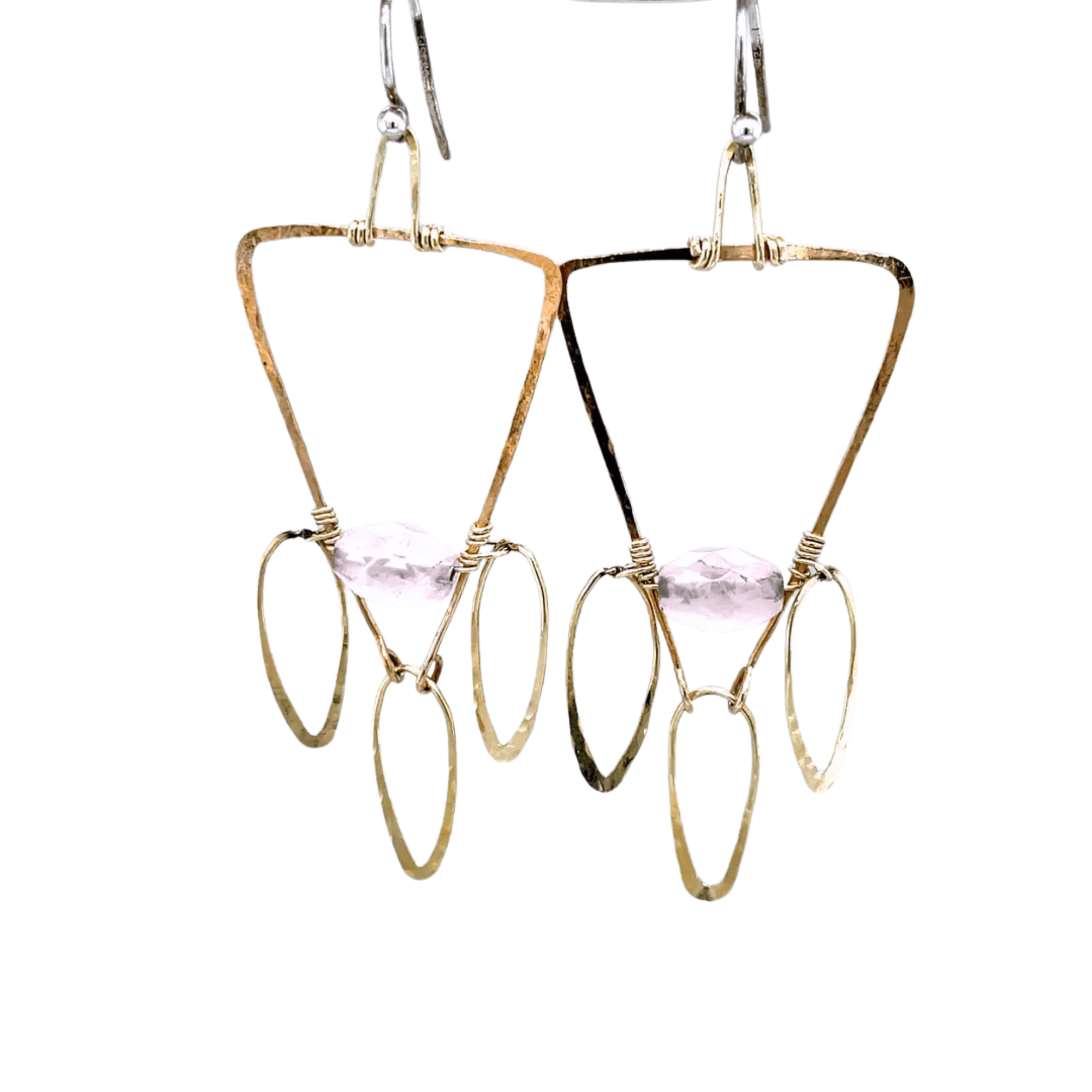 Rose Quartz Triangle Earrings E82044 - Art by any Means Jewelryproduct_