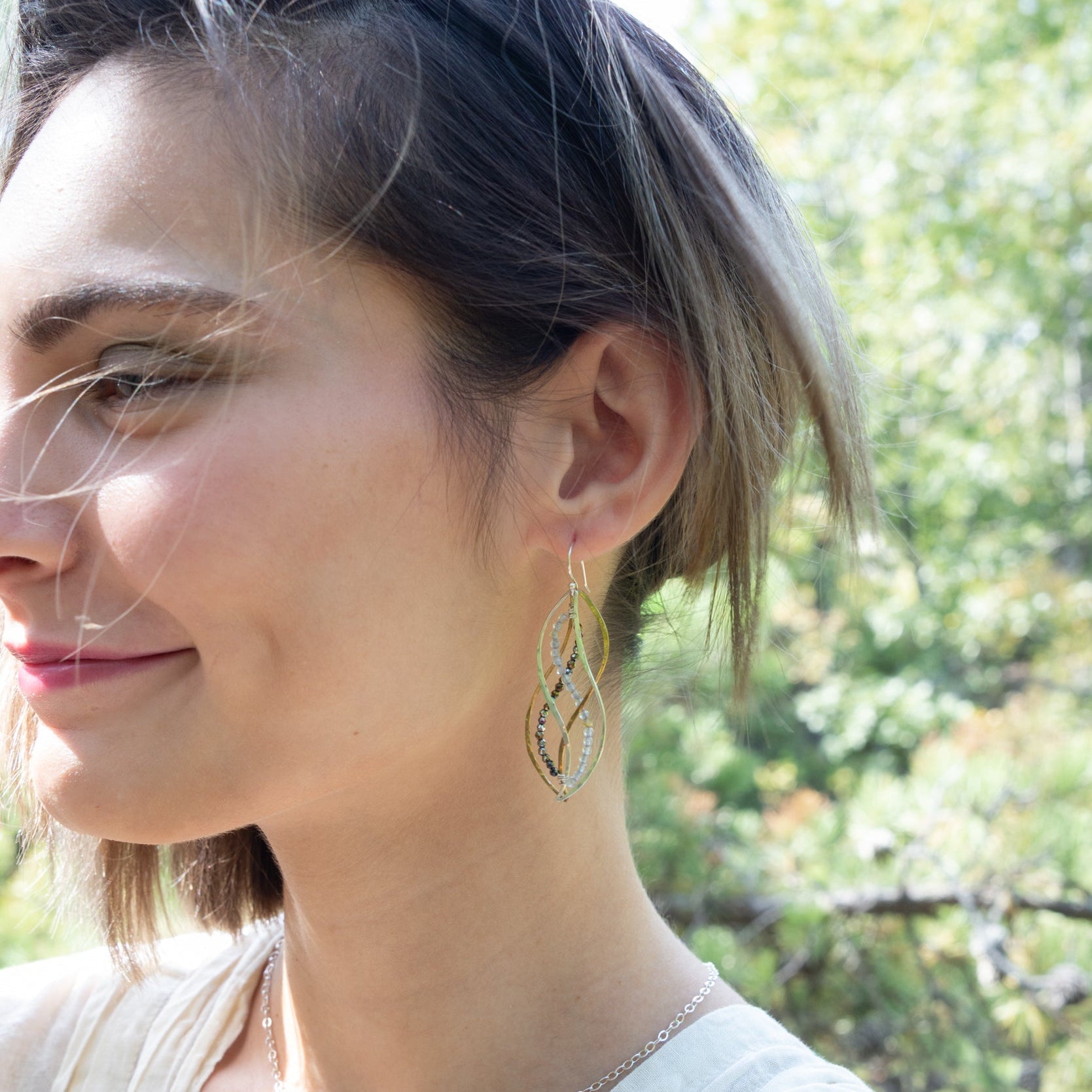 Rutile Quartz Helix Earrings - Art by any Means Jewelry#product_