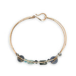 labradorite aquamarine iolite apatite gemstones in sterling silver and brass twist wires hammered bronze cuff bracelet