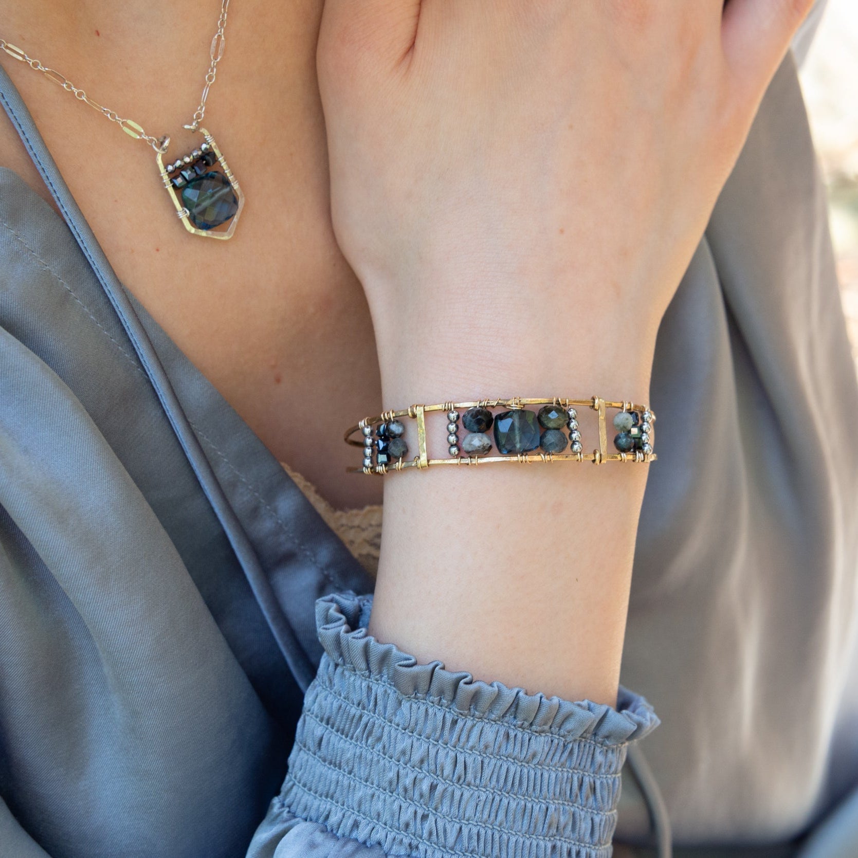 Sky Scraper London Blue Quartz Cuff Bracelet - Art by any Means Jewelry#product_