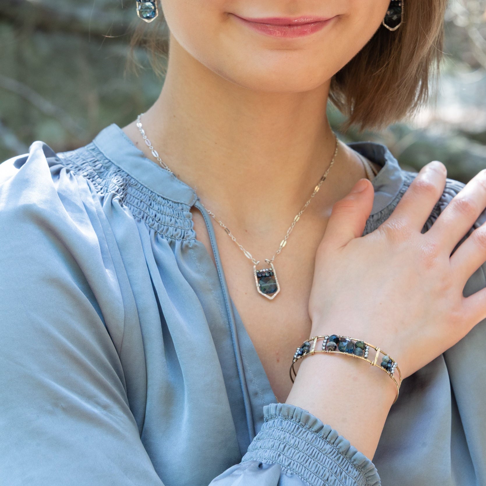 Sky Scraper London Blue Quartz Cuff Bracelet - Art by any Means Jewelry#product_