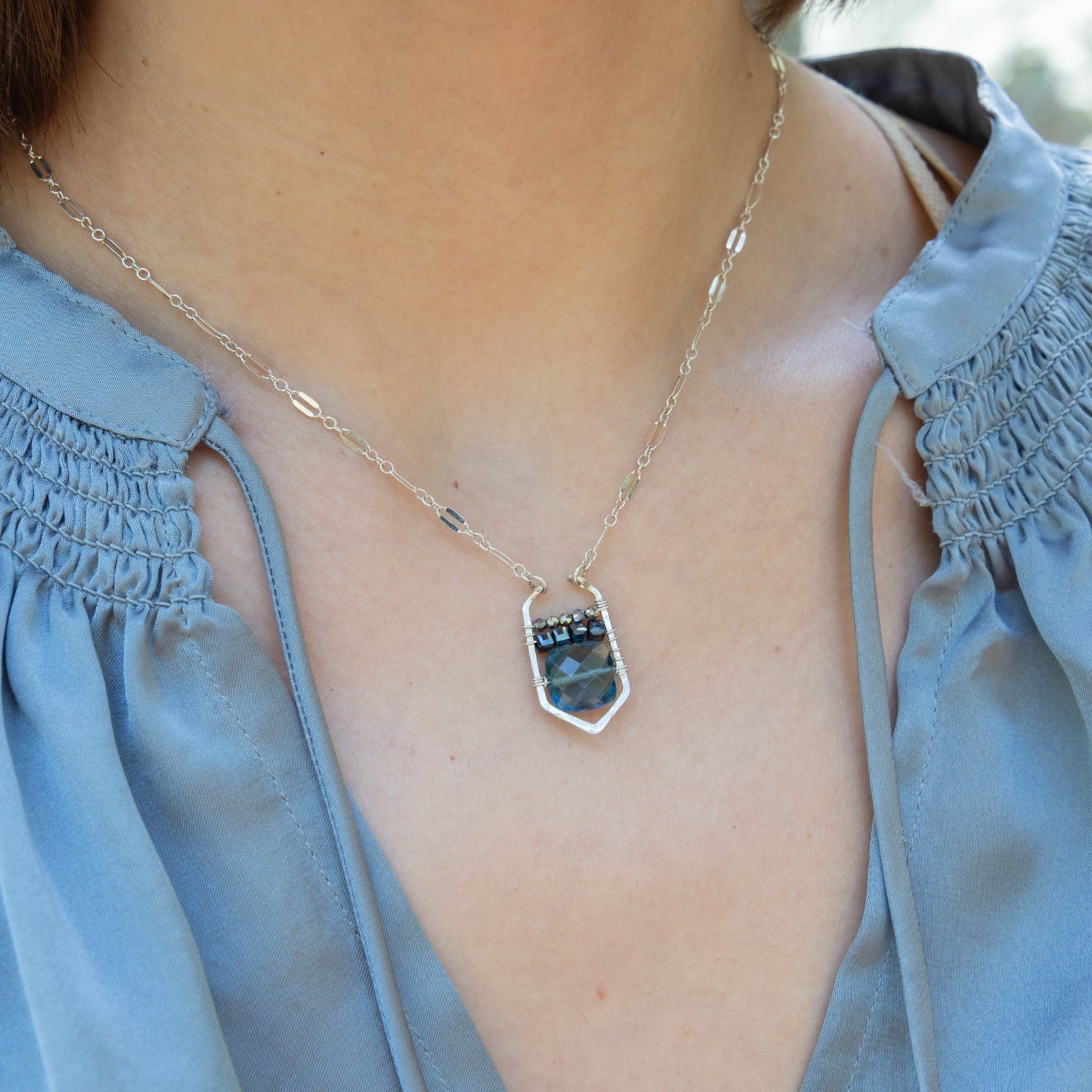 Sky Scraper London Blue Quartz Necklace - Art by any Means Jewelry#product_