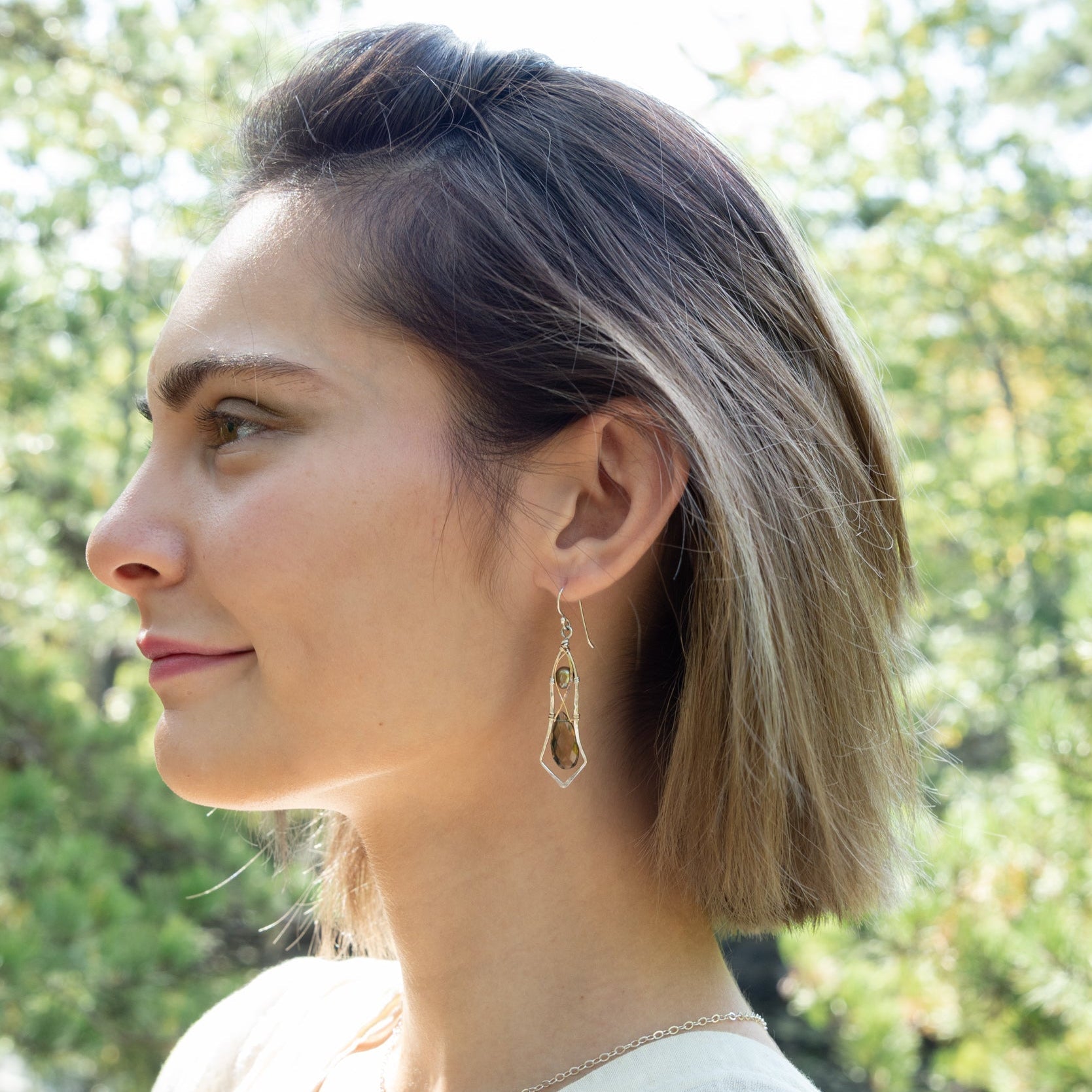 Smoky Quartz Flute Drop Earrings - Art by any Means Jewelry#product_