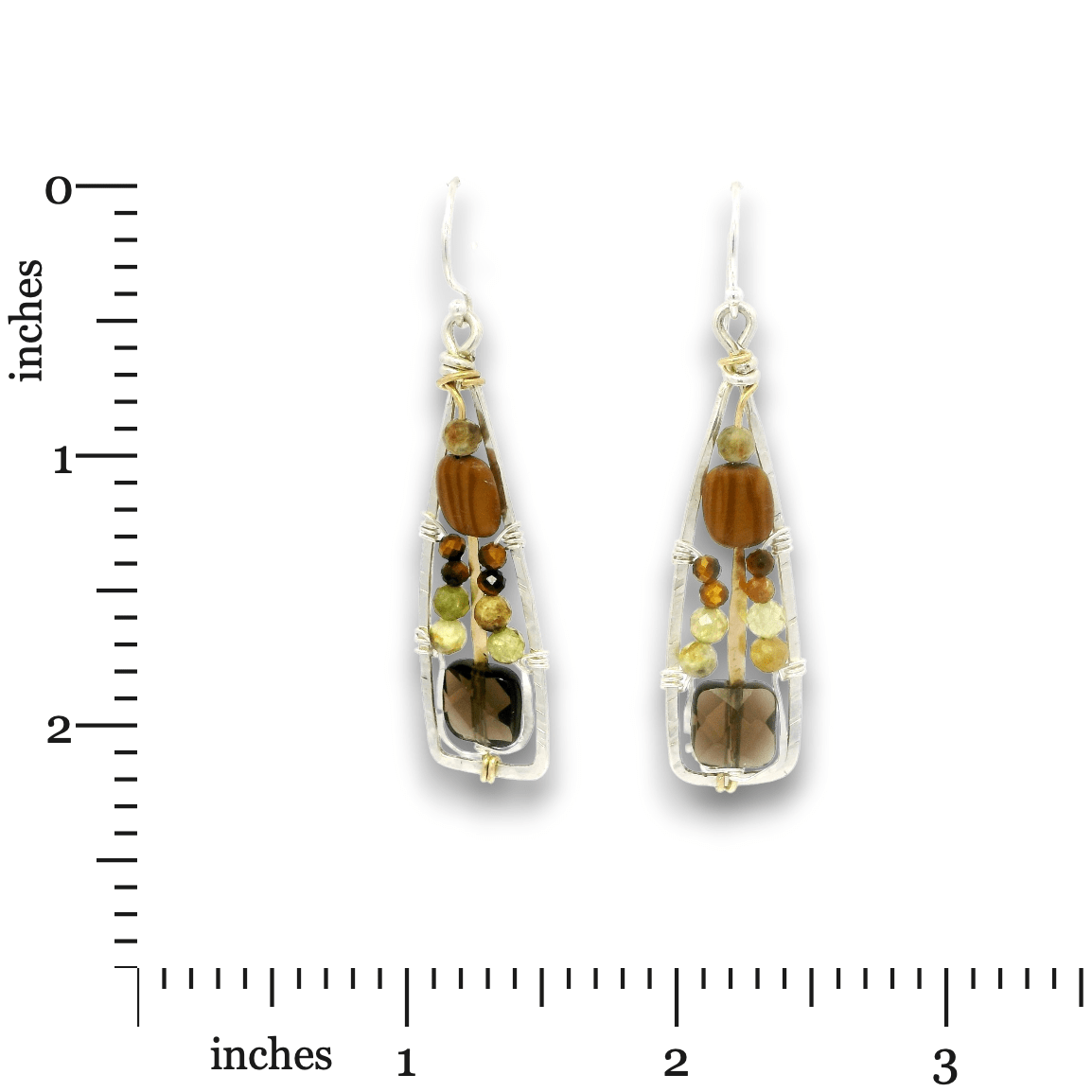 Handmade drop earrings featuring smoky quartz gemstones, by Art by any Means Jewelry