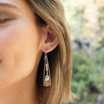 Handmade drop earrings featuring banded agate gemstones, by Art by any Means Jewelry