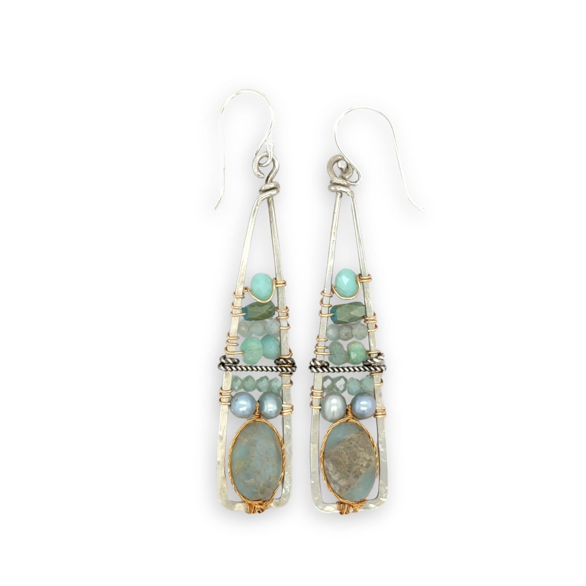 Tall Stack of Terra Verde Earrings - Art by any Means Jewelryproduct_