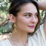Handmade earrings featuring tourmaline gemstones in a garden-inspired design, by Art by any Means Jewelry