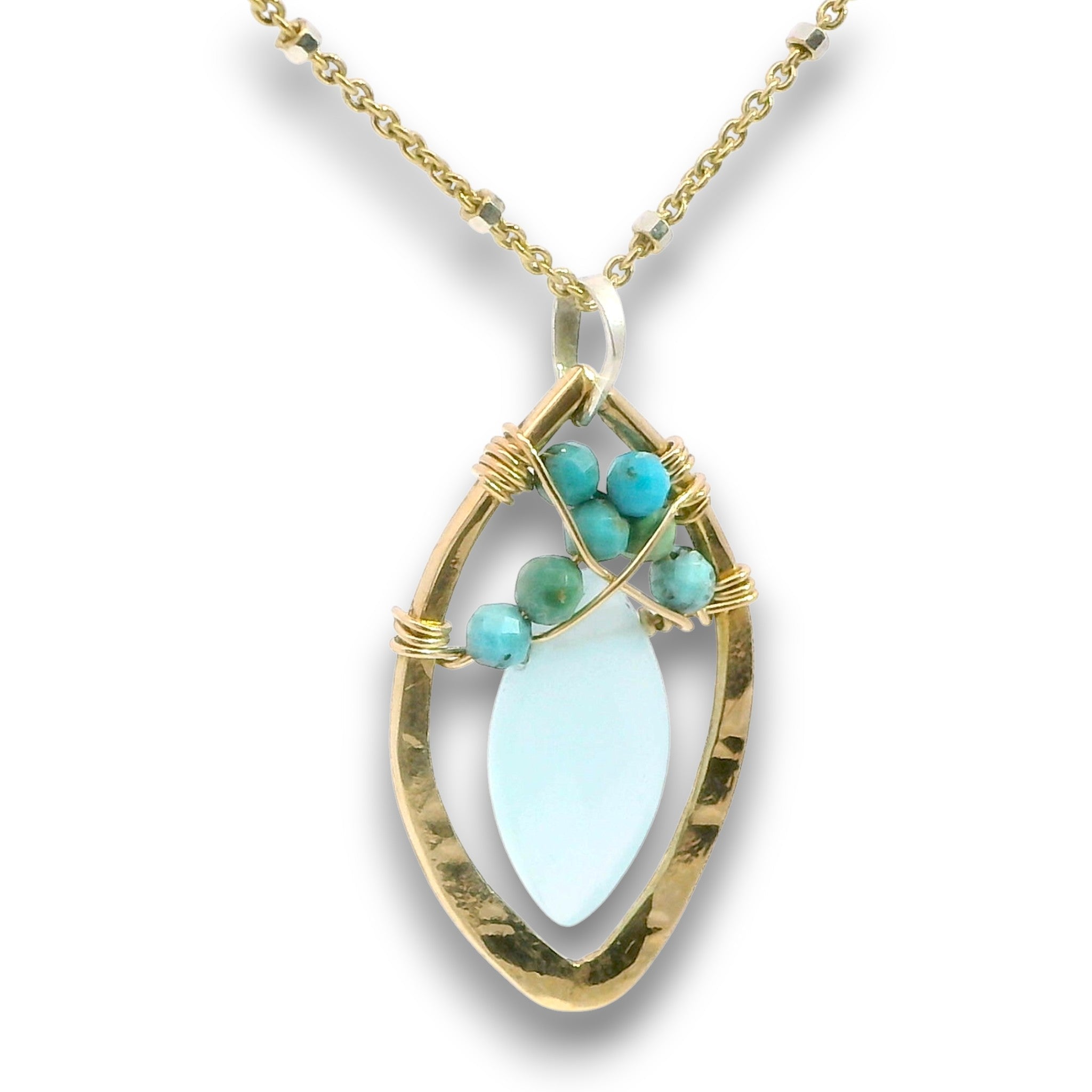 Turquoise Summer Leaves Necklace 85084N - Art by any Means Jewelryproduct_