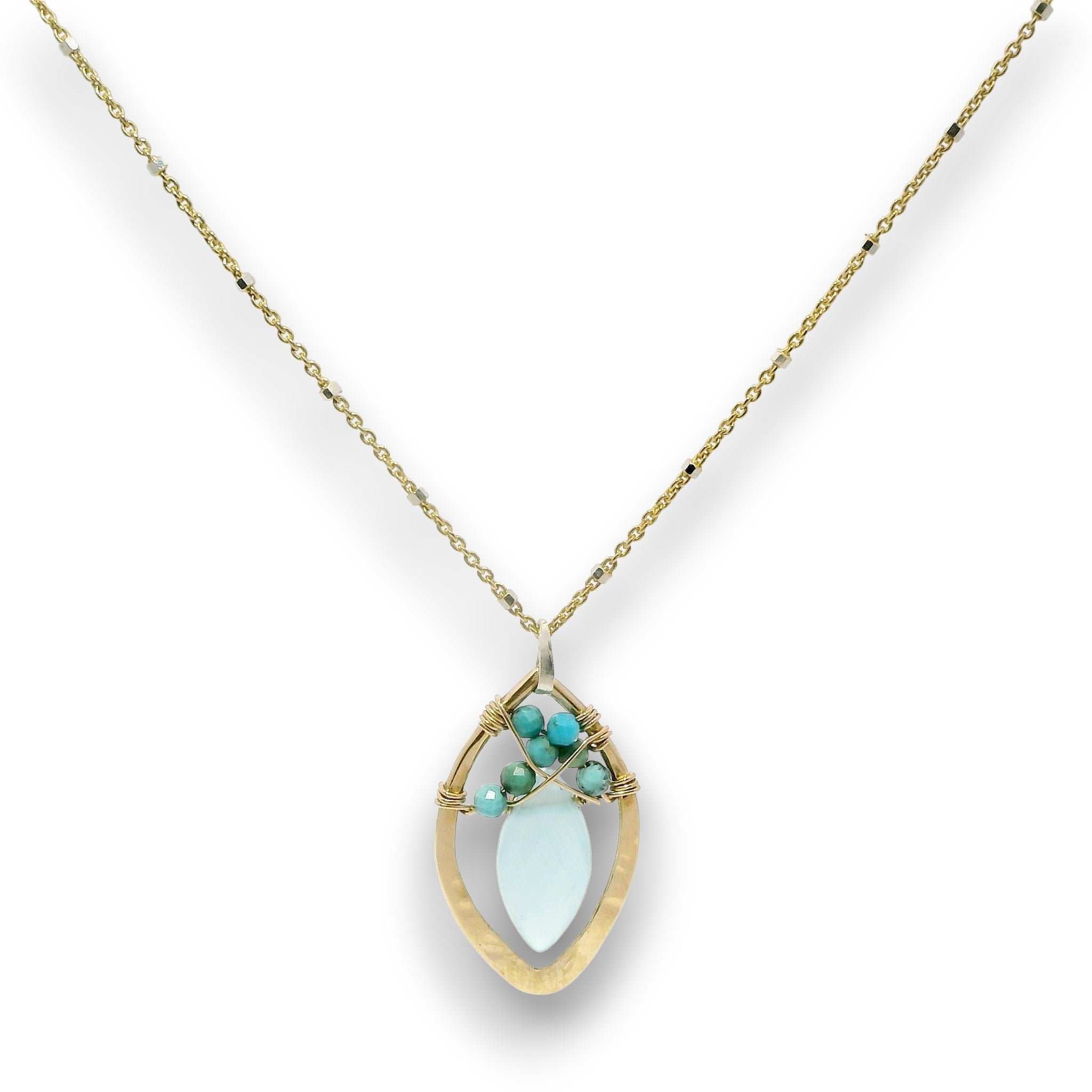 Turquoise Summer Leaves Necklace 85084N - Art by any Means Jewelryproduct_