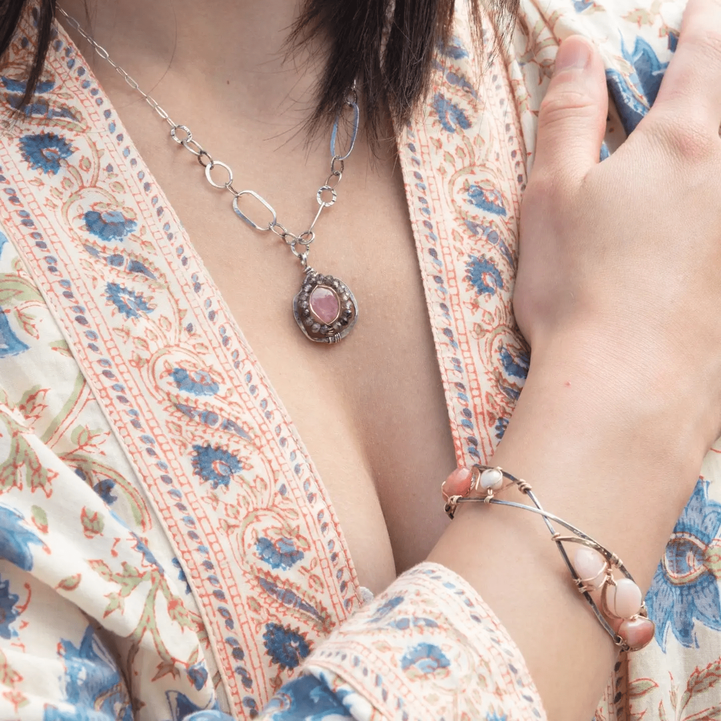 Upstream Rhodochrosite Cameo Necklace 83155N - Art by any Means Jewelryproduct_
