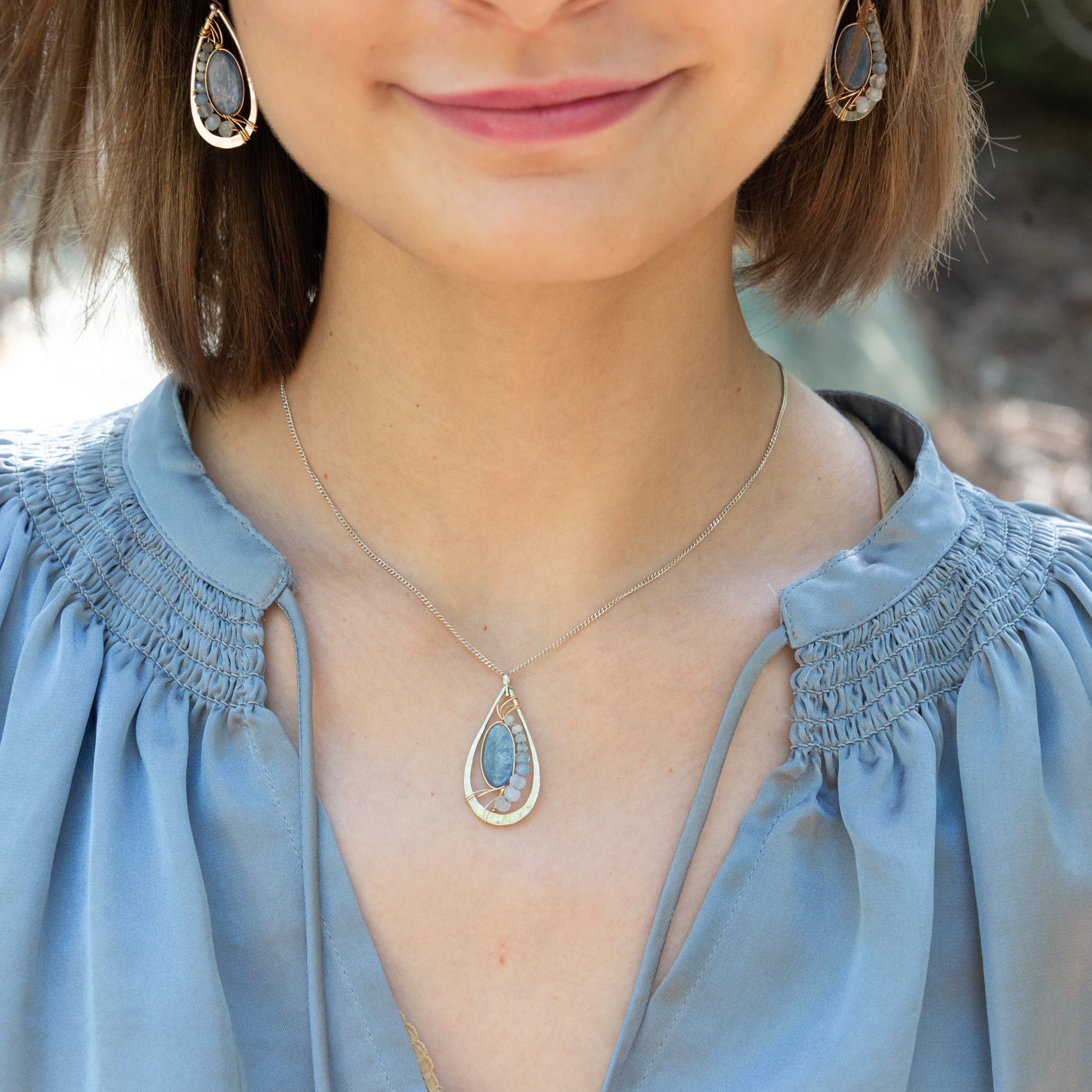 Washed Denim Blue Kyanite Pendant Necklace - Art by any Means Jewelry#product_