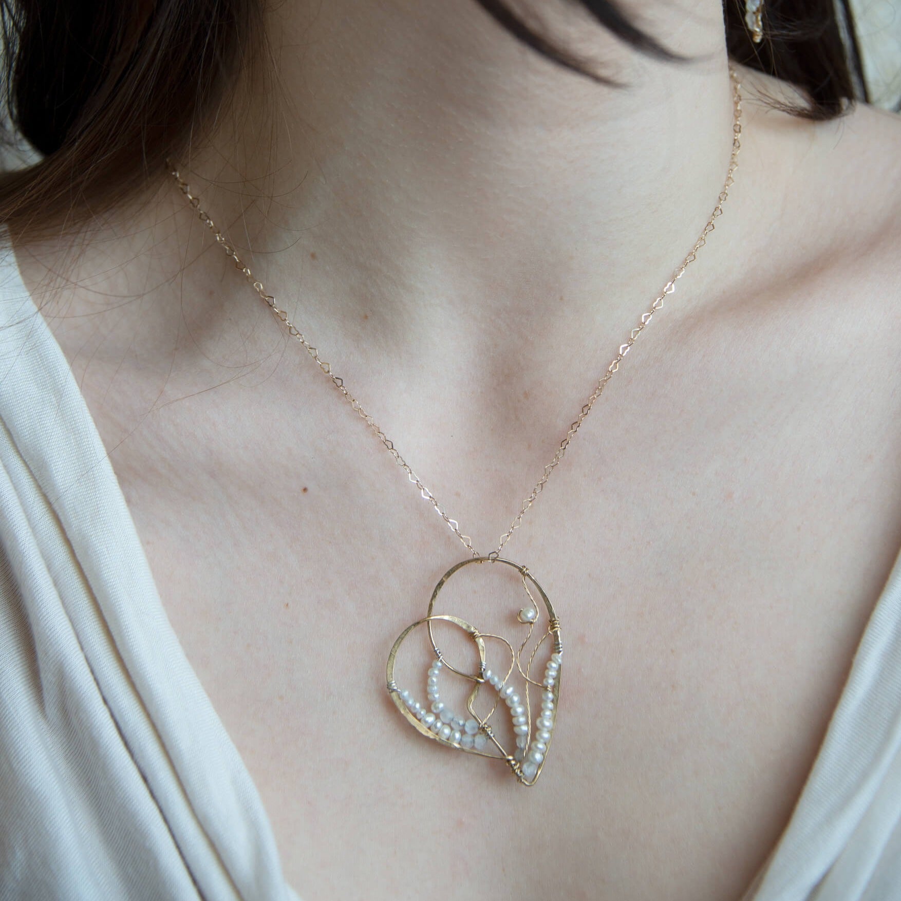 Lace Pearl Heart Necklace - Art by any Means Jewelryproduct_
