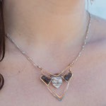 Blue lace agate, labradorite, Handmade brass and sterling silver pendant, gold-filled, sterling silver wire, necklace